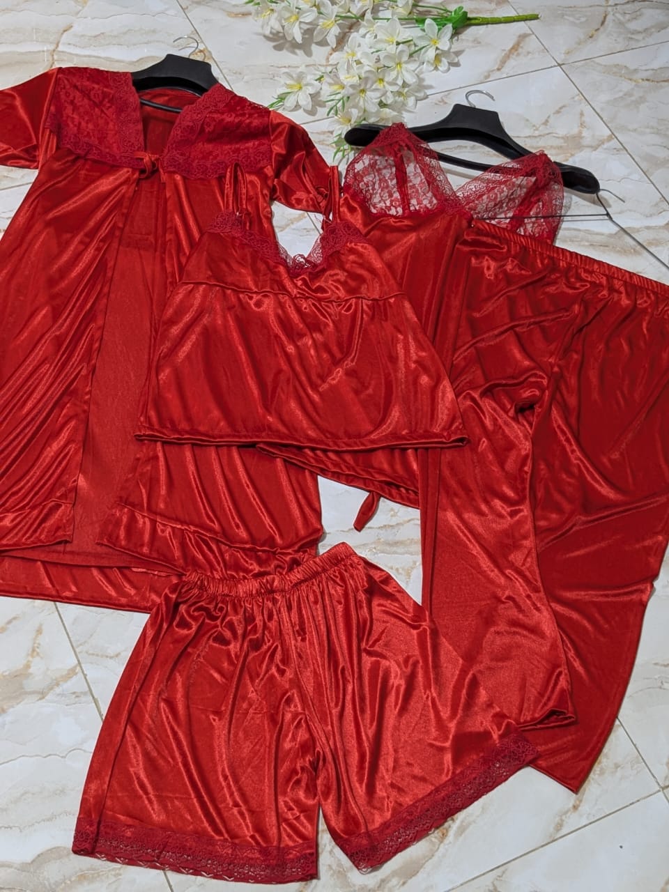 Luxury 5-Piece Women’s Nighty Set – 4 Colors