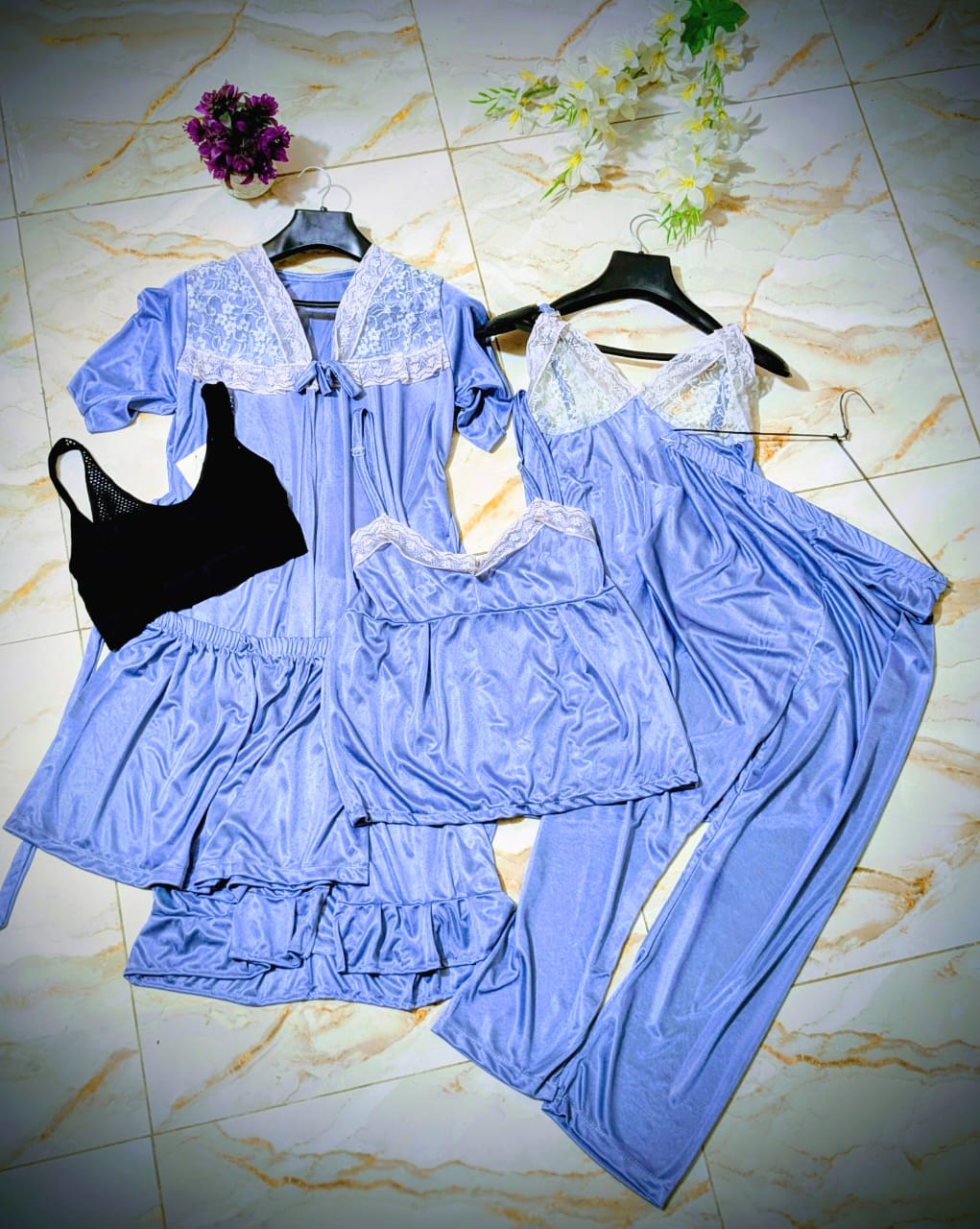 Luxury 5-Piece Women’s Nighty Set – 4 Colors