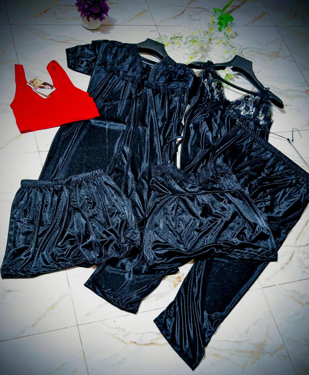 Luxury 5-Piece Women’s Nighty Set – 4 Colors